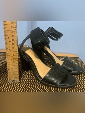 Black Strappy Block Heel Sandals